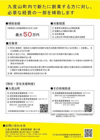 九度山町起業創業支援事業補助金